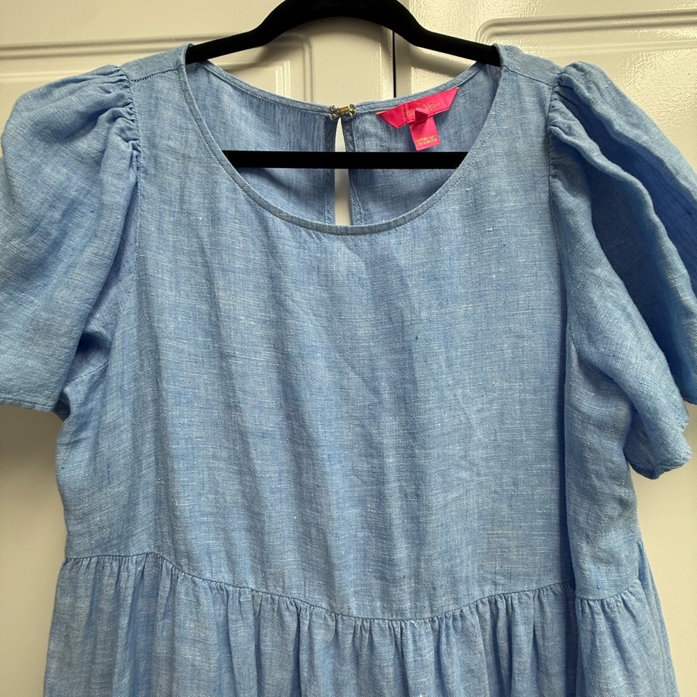 Lilly Pulitzer Blue Linen Dress Size M - Picture 2 of 5
